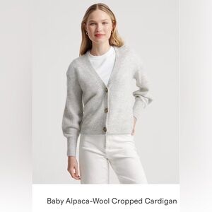 Quince size small grey cropped baby alpaca wool sweater